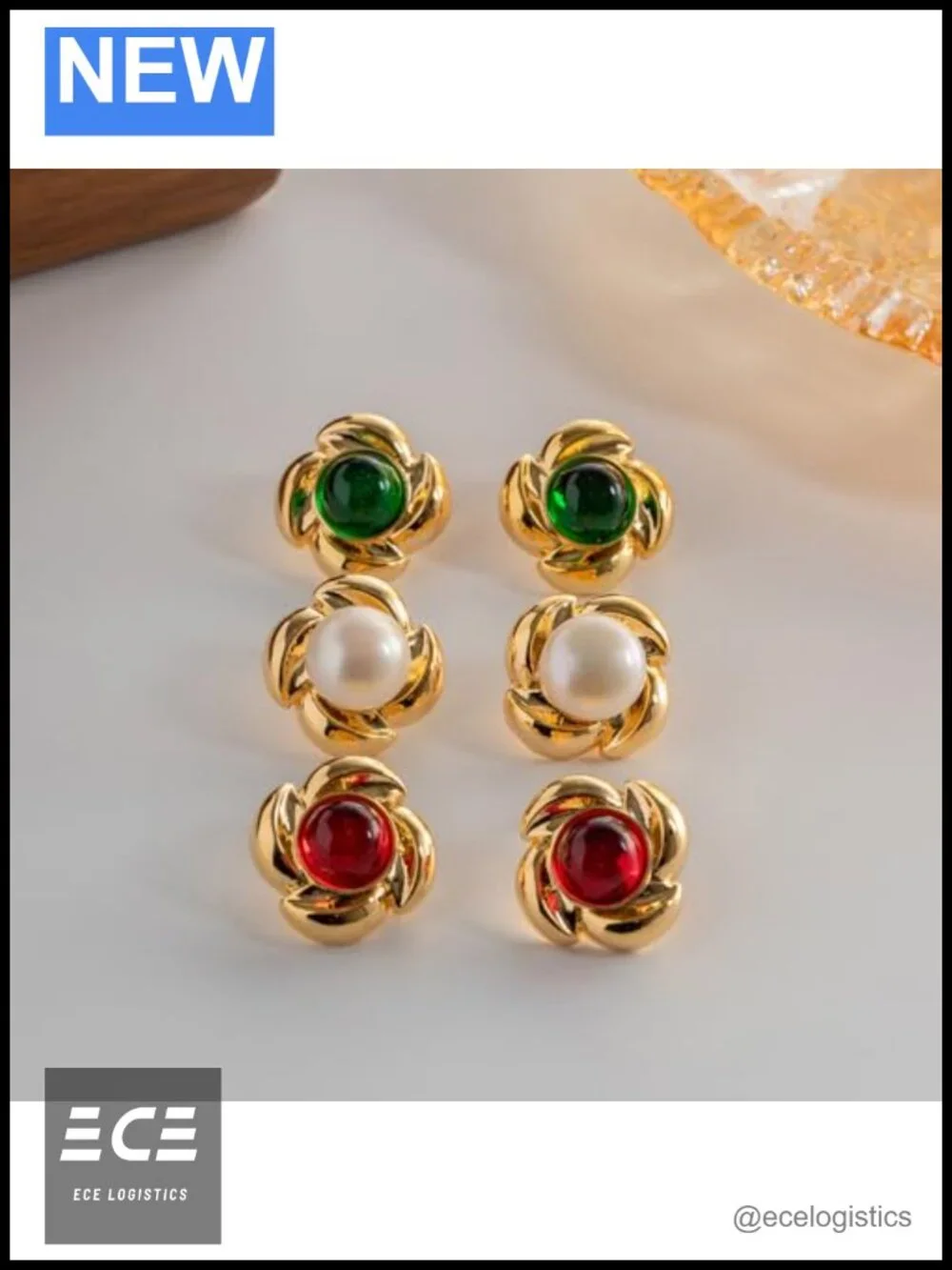 S925 Silver Gold-plated Asymmetric Flower Stud Earrings